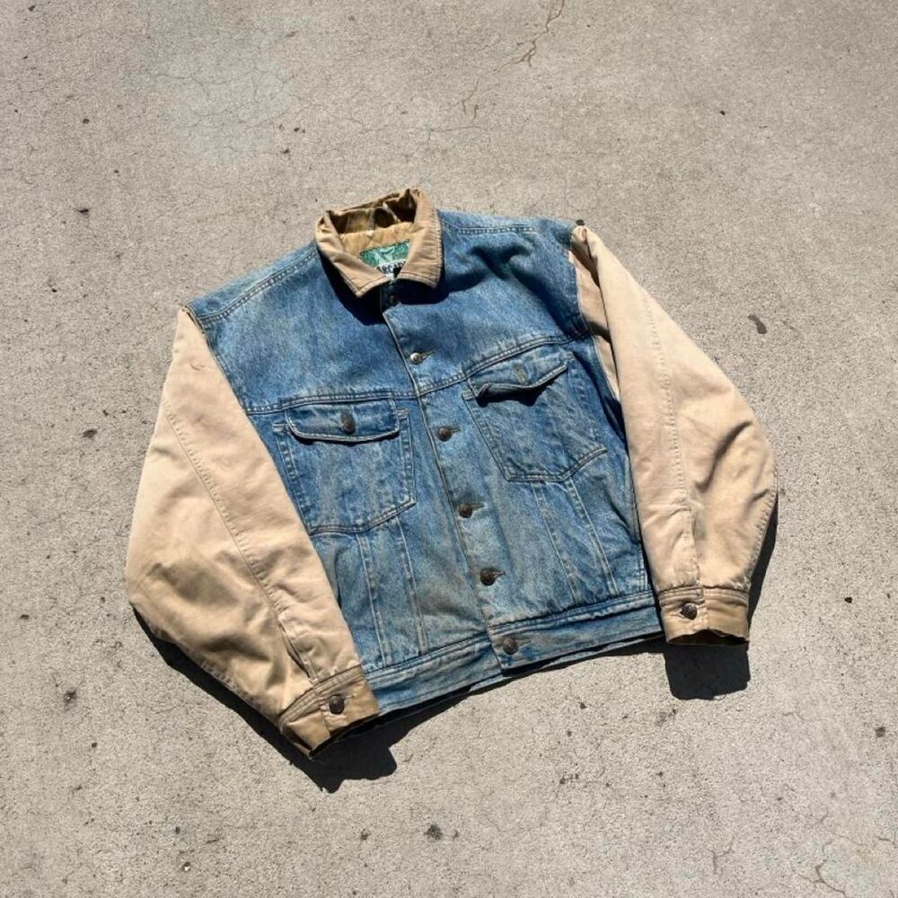 Arcadia Two Tone Denim Old Money Y2K Varsity Jacket